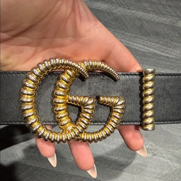 Gucci | Accessories | Gucci Black Belt With Gold And Silver  display picture 1